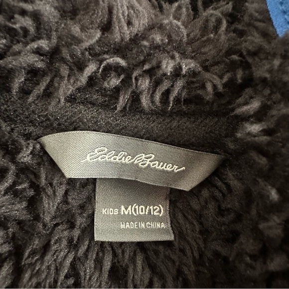EDDIE BAUER Kids Youth High Pile Hooded Jacket in Black Grey B Size Medium 10 12 - Picture 7 of 16